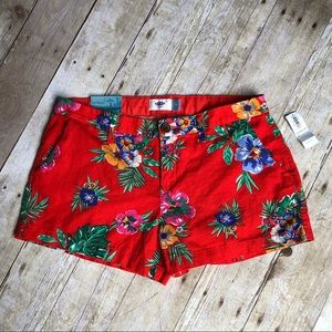 Old Navy red floral linen shorts size 4 NWT
